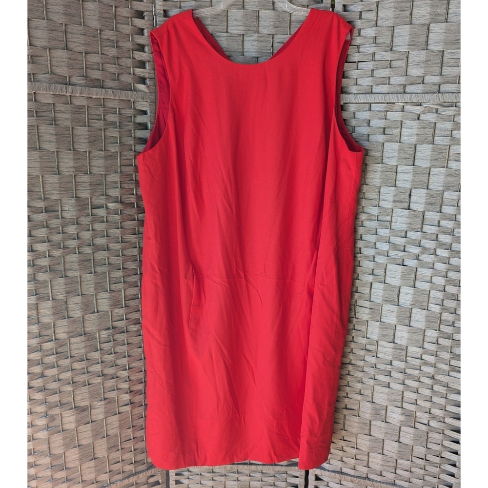 Vtg Evan-Picone Shift Dress Red Sleeveless ILGWU 24W Classic Minimalist Career